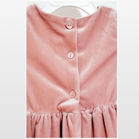 H&M Dress Kid 12-18M Pink Velvet Pleated Bow Tulle - Picture 10 of 16